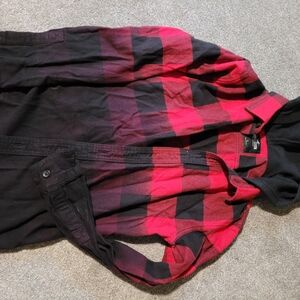 Hollister hooded shirt, small, black and red